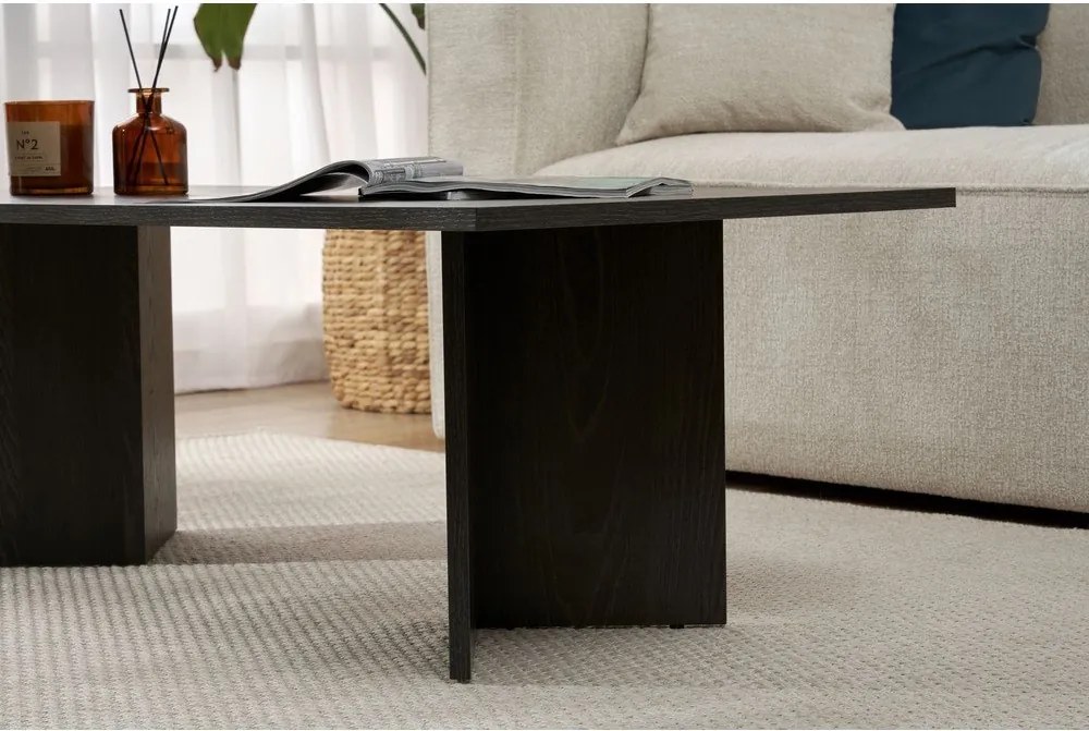 Fekete matt dohányzóasztal 60x119 cm Sabin – Kalune Design