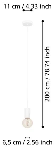 Eglo 900798 - Csillár zsinóron POZUETA 1xE27/40W/230V fehér