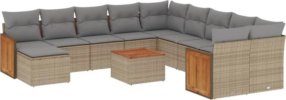 vidaXL 12 részes bézs polyrattan kerti ülőgarnitúra párnákkal