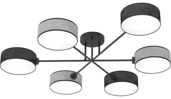 Felületre szerelhető csillár MAGA 6xE14/10W/230V fekete/szürke