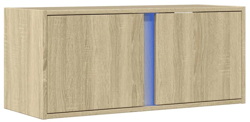 sonoma tölgy színű fali TV-szekrény LED-ekkel 80x31x35 cm