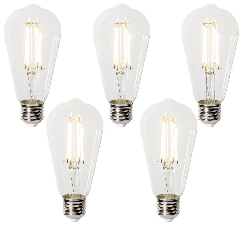 5 db E27 3-staps dimbaar LED lamp ST64 clear 6W 700 lm 2700K
