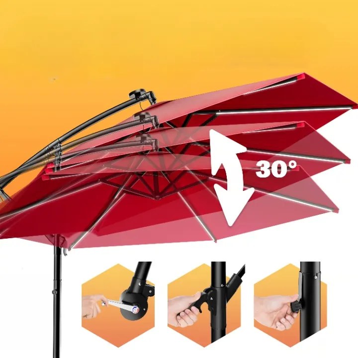 Deuba LED napernyő Mali Ø350 cm - piros