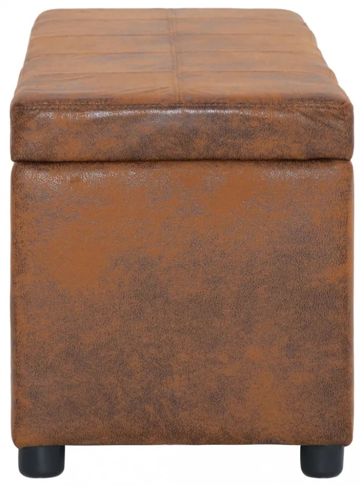 barna művelúr pad tárolórekesszel 116 cm
