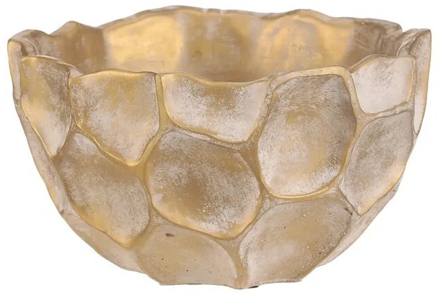 Plástev beton virágtartó - kerek tál, méret. M, bézs-arany