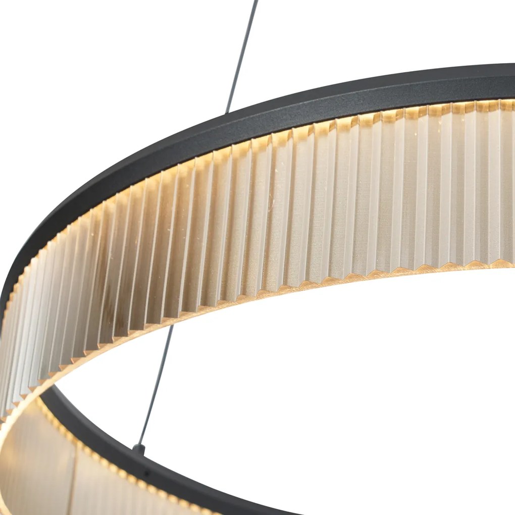 Modern függőlámpa fekete 59cm LED-del, 3 lépésben dimmelhető - Anello csillár