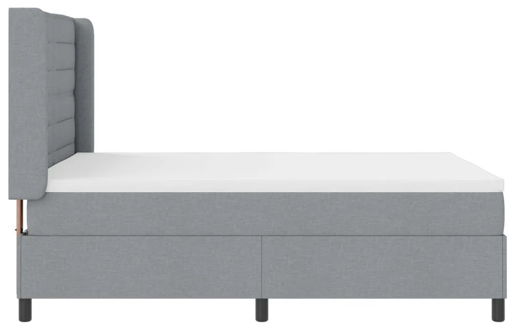 Boxspring Ágy Matrace Sötétszürke 140x200 cm Szövet