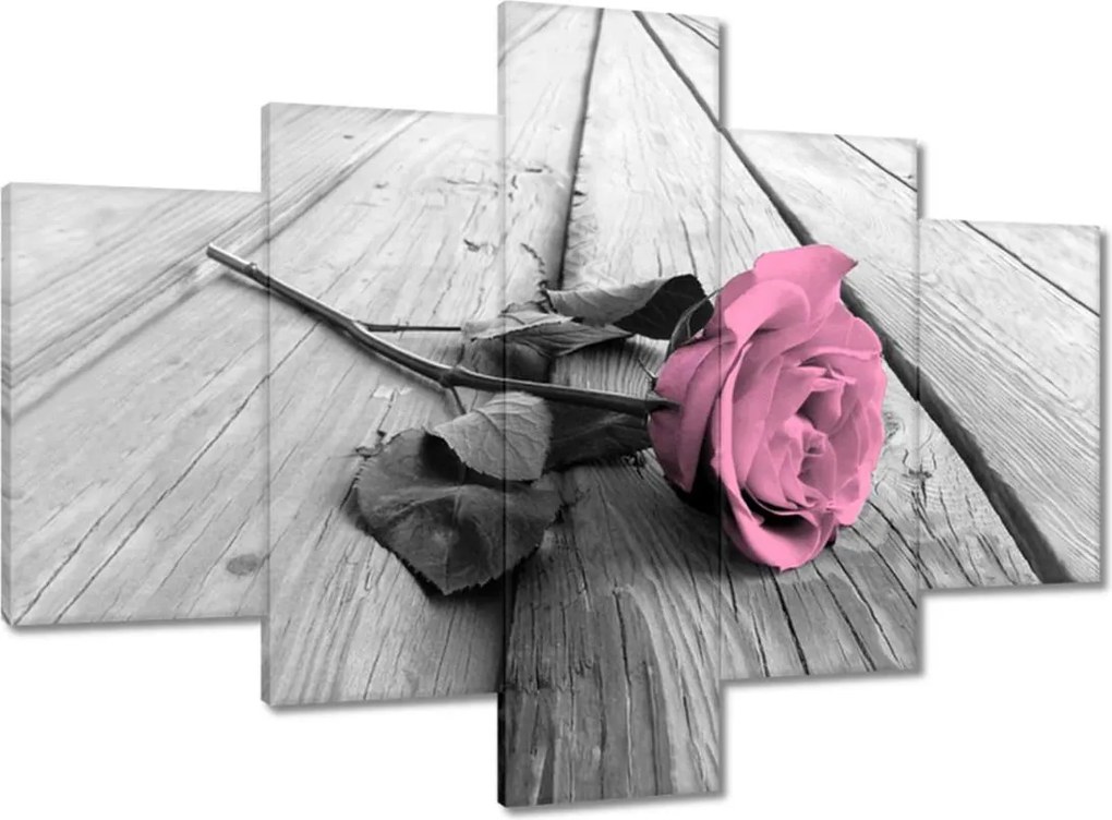 Vászonkép 100x70 Púderrózsa a deszkákon