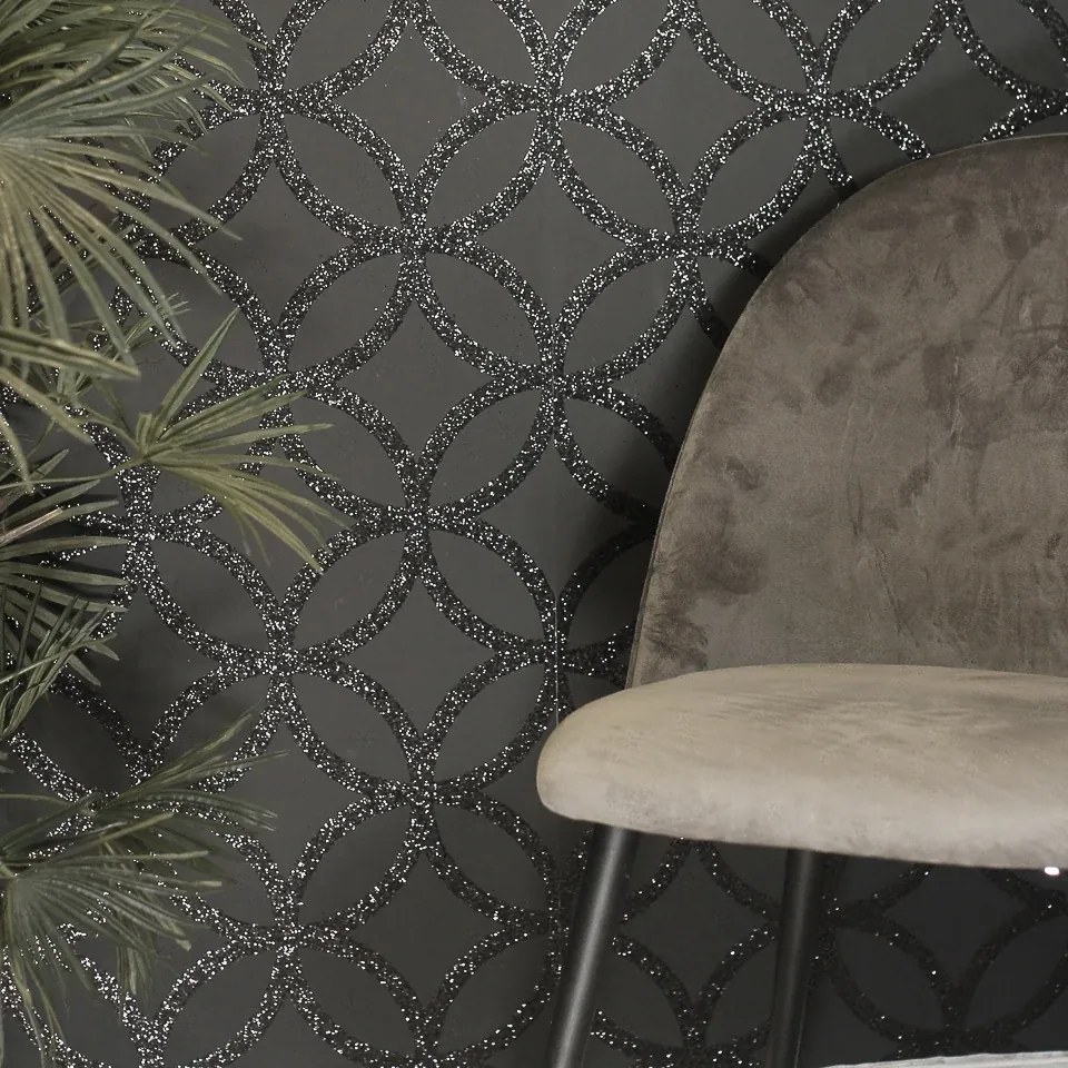 Arthouse Signature 1 Sequin Geometric fekete flitteres vlies tapéta – 921708