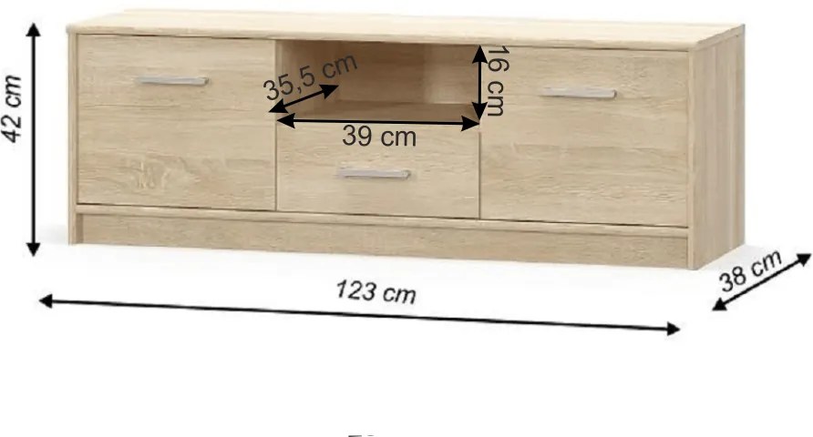RTV asztal 2D1S, tölgy sonoma, TEYO