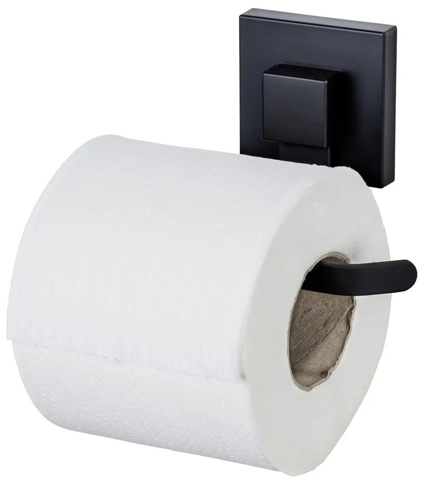 Fekete öntapadós rozsdamentes acél WC-papír tartó Quadro – Wenko