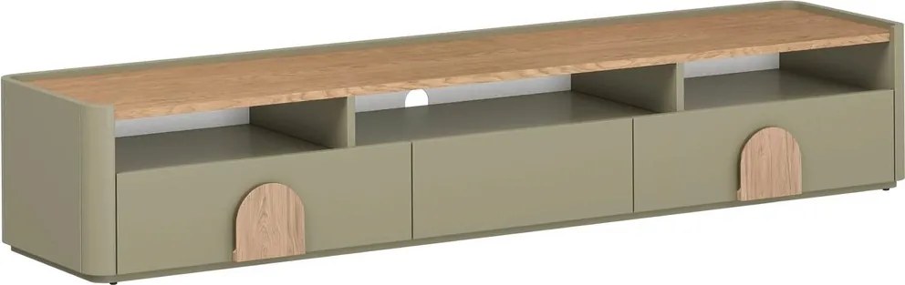 Amilio TV-szekrény 200 cm fiókos - eukaliptusz / baltic dune tölgy / natúr tölgy fogantyúval