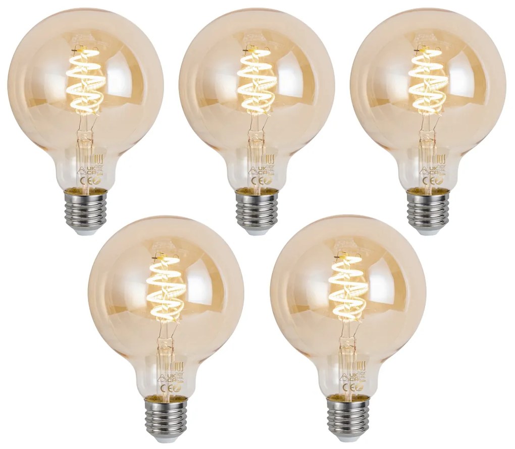 5 darabos intelligens E27 dimmelhető LED izzókészlet G95 borostyánsárga 4,9W 320 lm 2500K Zigbee