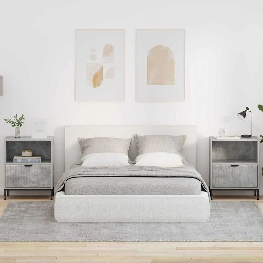 Éjjeliszekrények 2 pcs Beton szürke 49 x 36 x 61 cm Faanyag