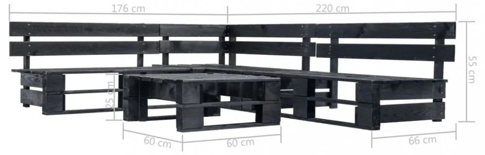 4 részes fekete fa kerti raklap-ülőgarnitúra