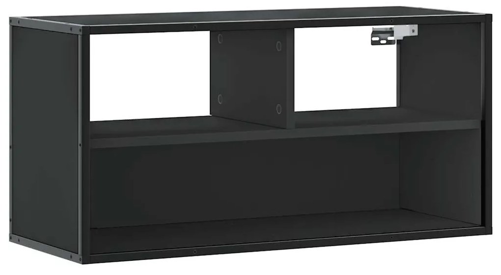 fekete szerelt fa és fém TV-szekrény 80x31x39,5 cm