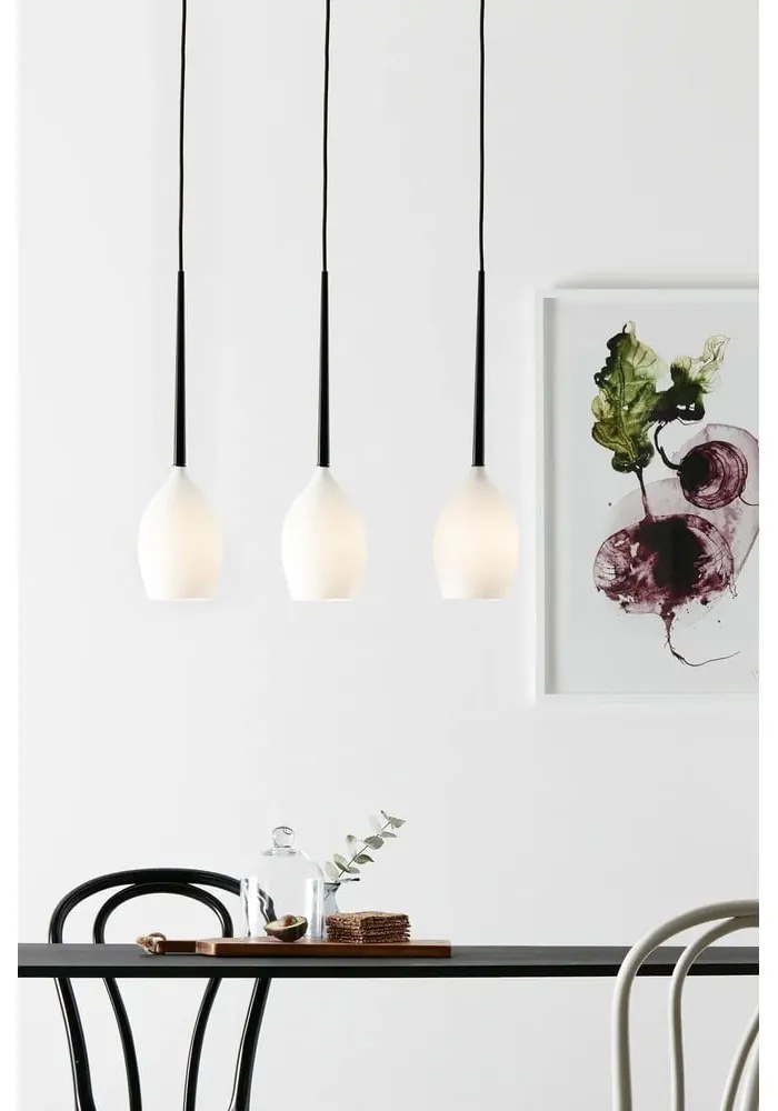 Fehér-fekete függőlámpa üveg búrával Salut – Markslöjd