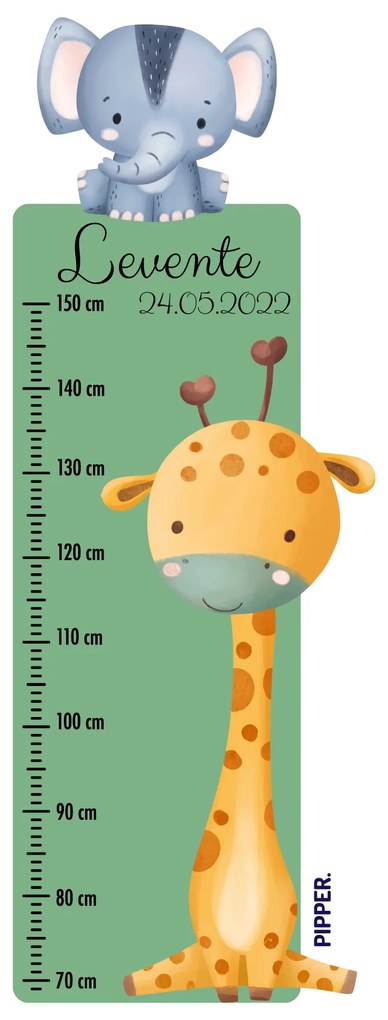 PIPPER. Textil falmatrica "Gyermek magasságmérő névvel - Szafari"