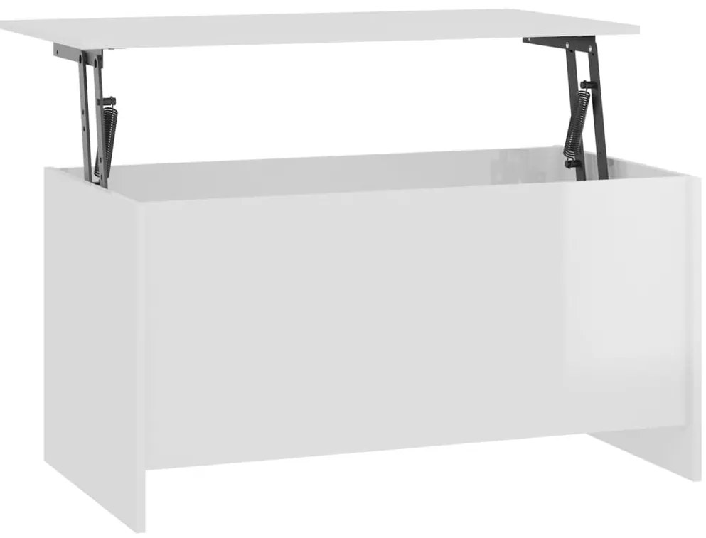 Magasfényű fehér szerelt fa dohányzóasztal 102 x 55,5 x 52,5 cm