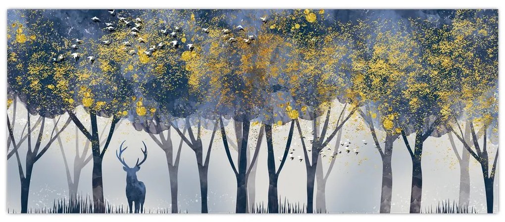 Kép egy szarvasról az erdőben (120x50 cm)