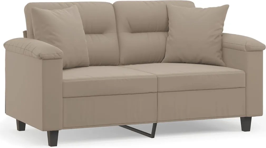 vidaXL 2 személyes tópszínű mikroszálas szövetkanapé párnákkal 120 cm