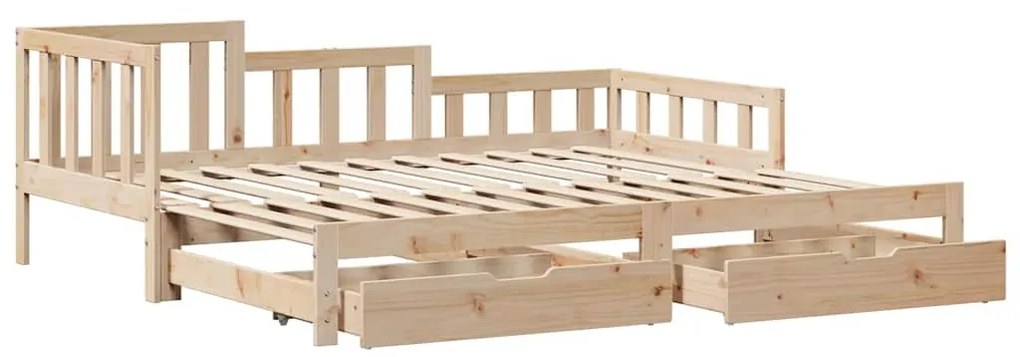 kihúzható heverő fiókokkal matrac nélkül 90 x 190 cm