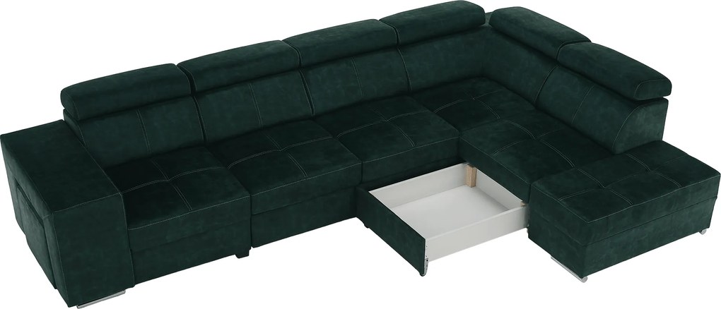 Ülőgarnitúra, smaragdzöld, jobbos, MALAGA BIG