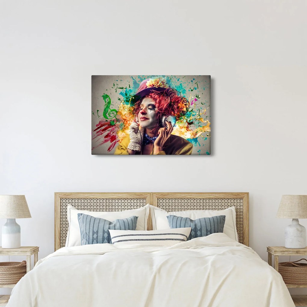 Kép - Női művész fejhallgatóval (90x60 cm)