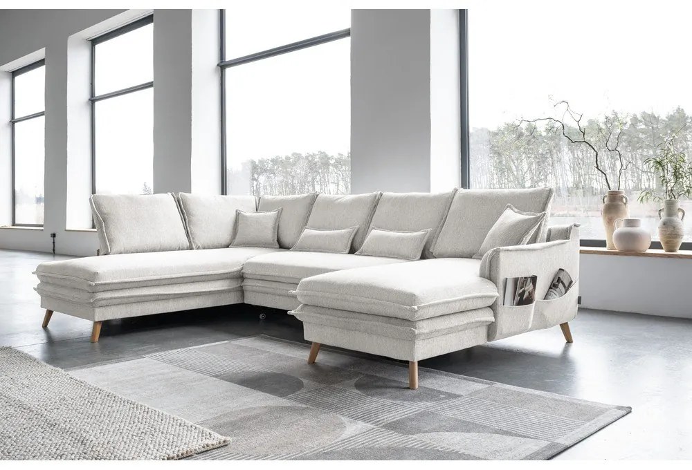 Bézs kinyitható sarokkanapé (bal oldali-U alakú) Charming Charlie – Miuform