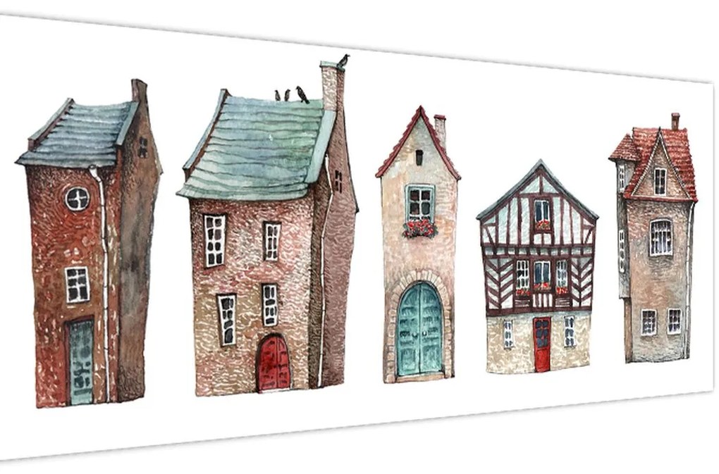 Kép - Akvarell házak (120x50 cm)