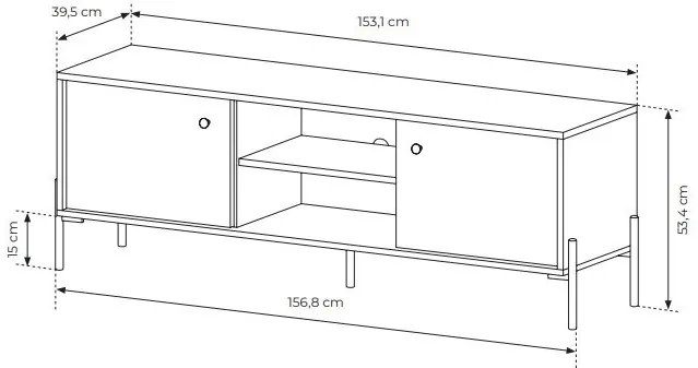 TV asztal/szekrény Scandia 153 2D (scandi tölgy + scandi fenyő). Akció -15%. 1071390