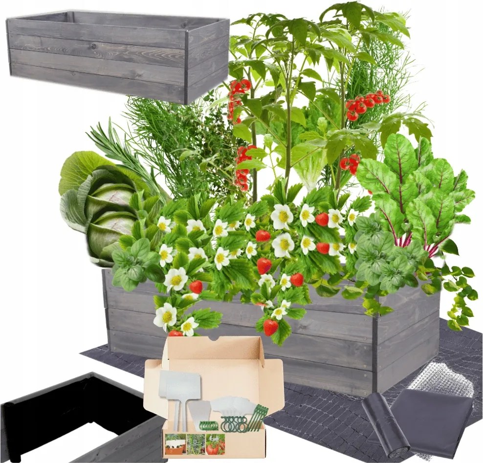 Ágyás magasított virágtartó zöldséges láda impregnáló 36x120x60