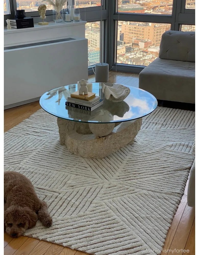 Krémszínű mosható kézi szövésű gyapjú szőnyeg 170x240 cm Almond Valley – Lorena Canals