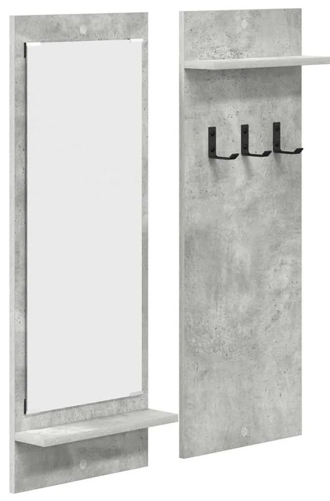 Fali Kabáthorog polcokkal Beton szürke 70 x 10 x 90 cm Faanyag