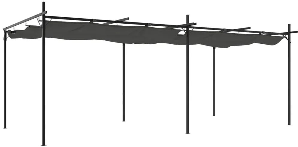 antracitszürke pergola behúzható tetővel 589 x 292 x 230 cm