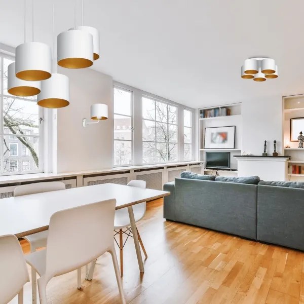 Csillár zsinóron ARDEN 5xE27/60W/230V fehér/arany