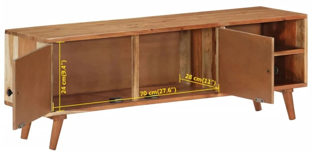 tömör akácfa TV-szekrény 112 x 30 x 40 cm