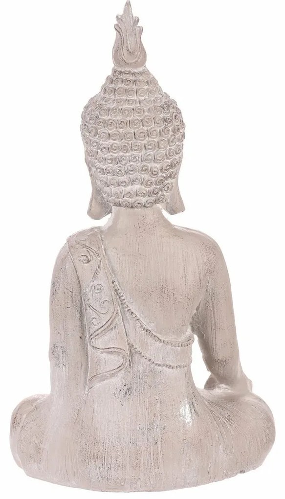 Buddha ülő szobor, szürke, polirezin, 30 x 22 x 54 cm