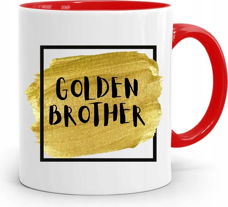 Piros Bögre Ajándék Testvérnek Golden Brother fényképes nyomtatással