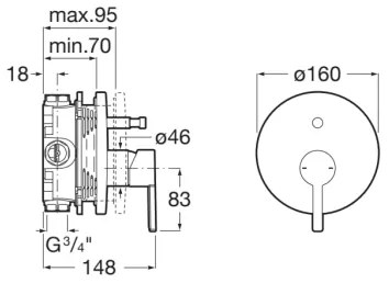 Roca A5A0B96C00 - NAIA falba süllyesztett zuhanycsaptelep, fényes króm