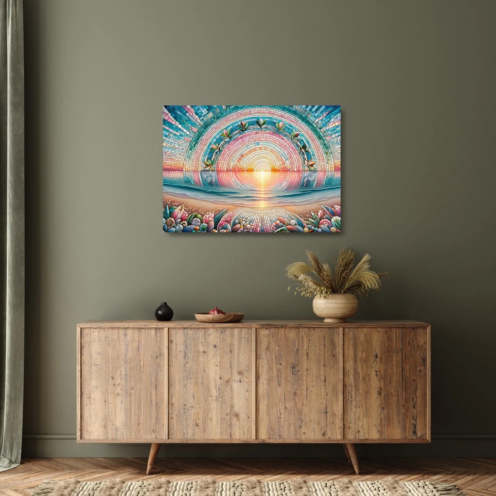 Üveg kép – Naplemente mozaik (70x50 cm)