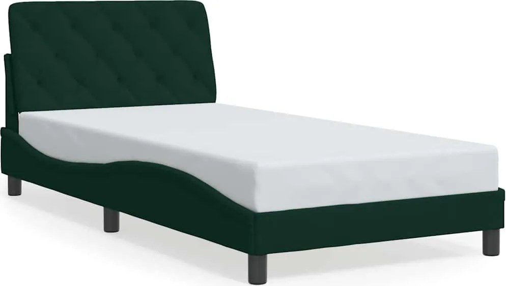 vidaXL sötétzöld bársony ágykeret matrac nélkül 100x200 cm