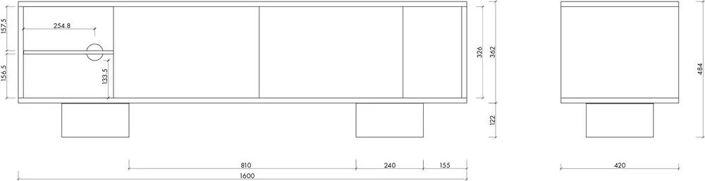 Szürkésbézs TV-állvány 160x48x42 cm Taro – noo.ma