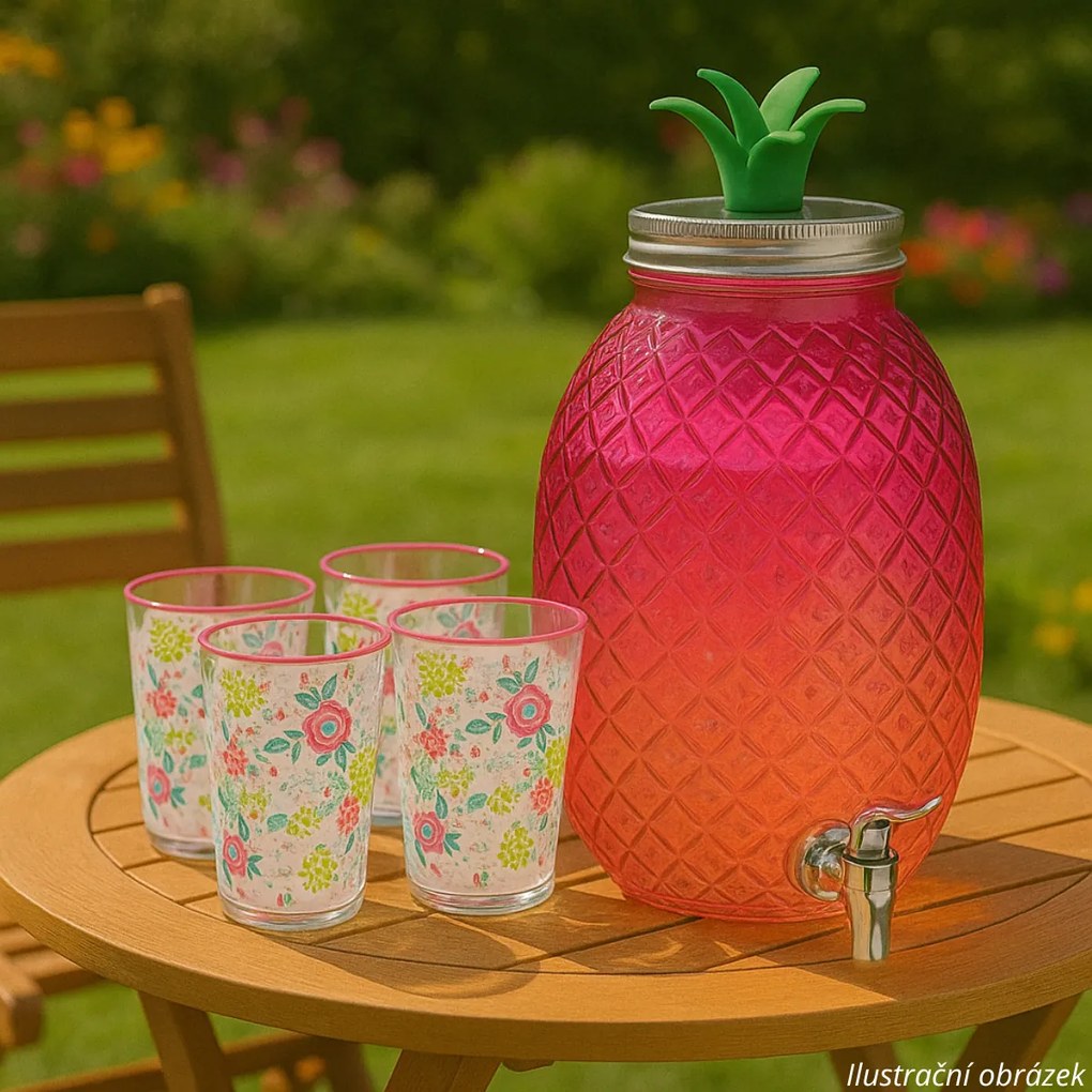 EH Üveg italadagoló 4,5 l, rózsaszín