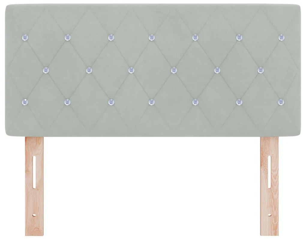 LED Fejtámla Kristálygombos Tűzött Világosszürke 100 cm Bársony