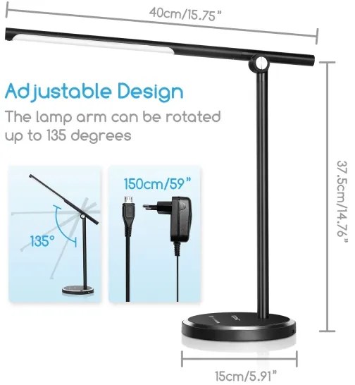 Aigostar - LED Dimmelhető érintős asztali lámpa LED/8W/230V 3000-6000K fekete