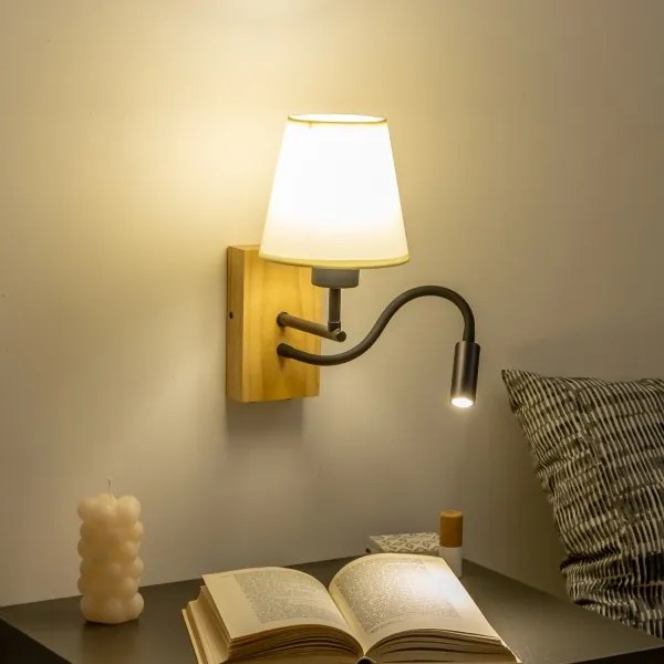 Brilagi - LED Fali lámpa NUBILA WOOD 1xE27/25W/230V + LED/3W tölgy/fehér