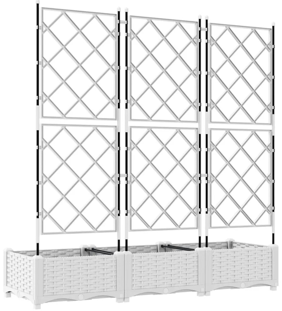 Kerti Virágcserép Rácsozattal 3 db Fehér 120x40x125.5 cm