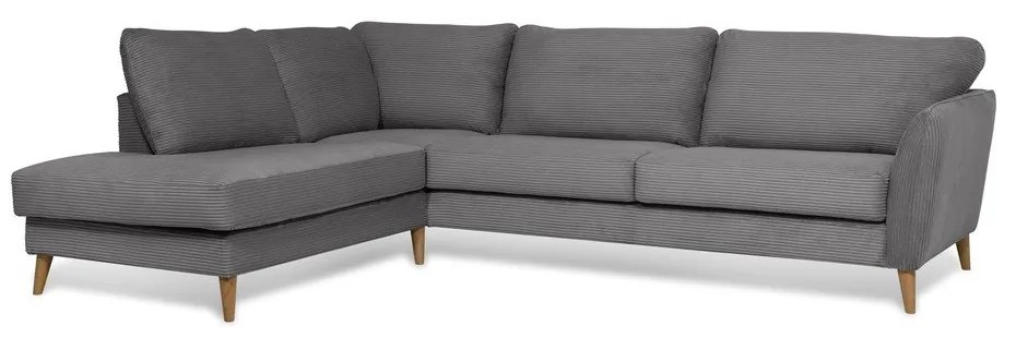 Sötétszürke kordbársony sarokkanapé (bal oldali) Paris – Scandic