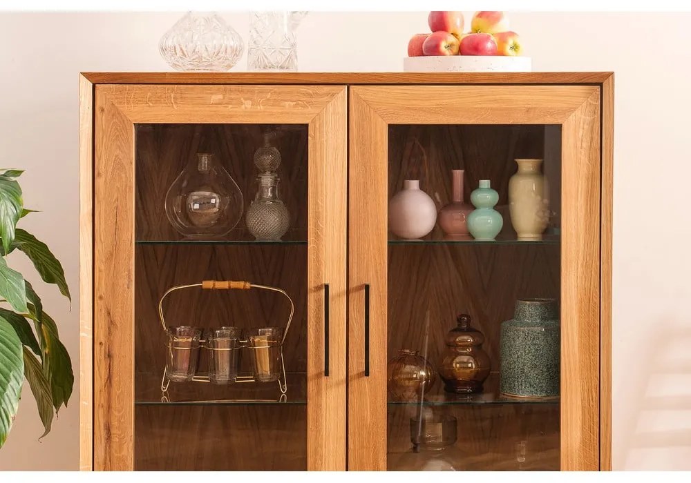 Natúr színű tölgyfa tálalószekrény 97x125 cm Abies – The Beds